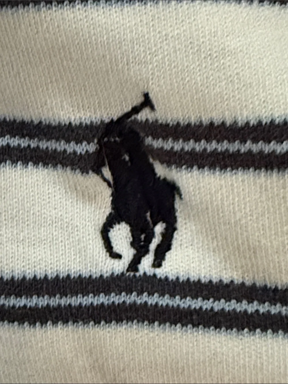 Ralph Lauren Vintage Men’s Cotton White Polo with Navy Stripes size L